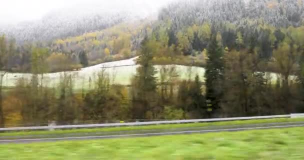 Girare Panorama Della Natura Dei Villaggi Svizzeri Inverno — Video Stock