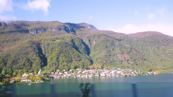Lugano Gölü Sviçre Kavşağında Yer Almaktadır — Stok video