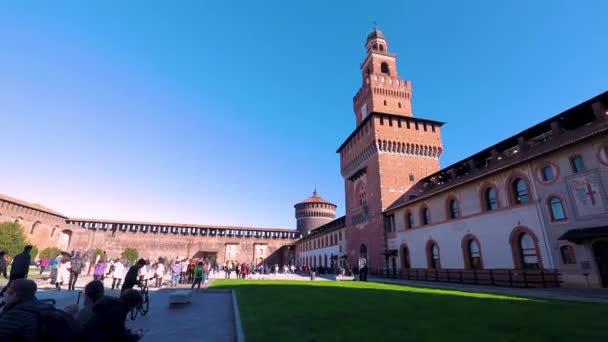 Milano Italia Monumento Turistico Castello Sstate 2023 Milano Italia — Video Stock