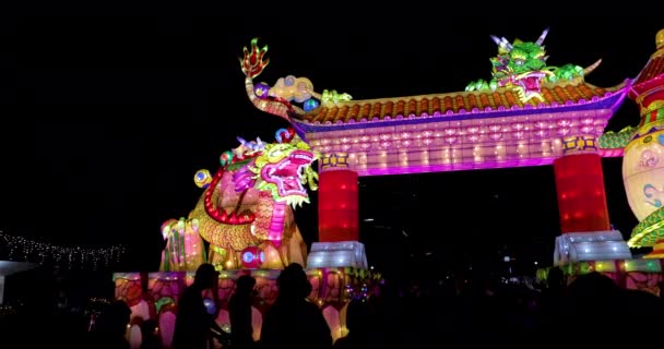 Фестиваль Живых Фонарей Тайбэе Тайвань 2023 Тайбэй Тайвань — стоковое видео