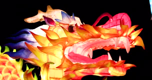 Kiinan Perinteinen Festivaali Upea Värikäs Jumala Lohikäärme Lyhty Festivaali Keelung — kuvapankkivideo