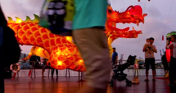 Китайский Традиционный Фестиваль Великолепный Красочный Бог Фонарь Festivalkeelung Города Тайвань — стоковое видео