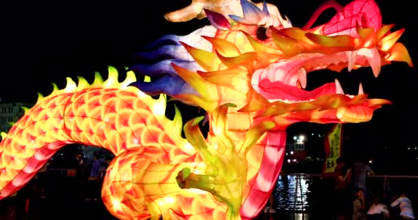 Chiński Tradycyjny Festiwal Wspaniały Kolorowy Bóg Smok Latarnia Festiwalkeelung City — Wideo stockowe