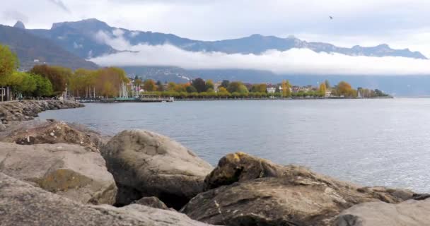 Lago Lago Neva Lausanne Suíça 2023 Lausanne Suíça — Vídeo de Stock
