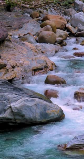 Rotswand Shakaxi Creek Trail Taroko Scenic Area Hualien Taiwan — Stockvideo