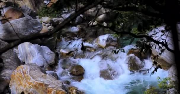 Pared Roca Sendero Shakaxi Creek Área Escénica Taroko Hualien Taiwán — Vídeos de Stock