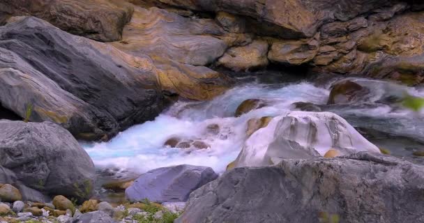 Pared Roca Sendero Shakaxi Creek Área Escénica Taroko Hualien Taiwán — Vídeo de stock