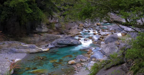 Parede Rocha Trilha Shakaxi Creek Taroko Scenic Area Hualien Taiwan — Vídeo de Stock