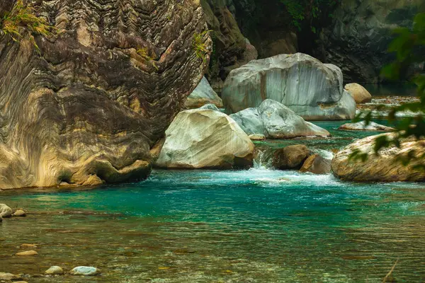 Huge granite on the sand stream of the Taroko Pavilion, Hualien, Taiwan