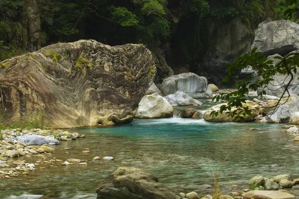 Huge granite on the sand stream of the Taroko Pavilion, Hualien, Taiwan