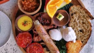 Continental breakfast with sausage, eggs & coffee in Bali