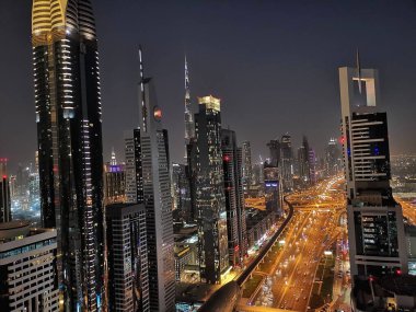 Sheikh Zaid road in Dubai with Skyscapers