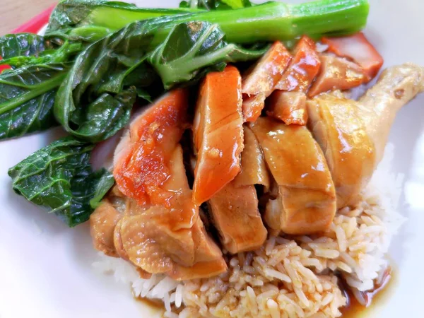 Rice with duck meat and Vegetables