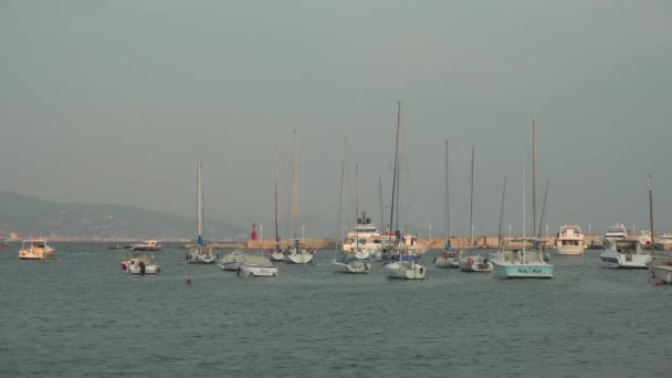 Rapallo Liguria Italy August 2018 Yachts Boats Rapallo Scenic Summer — Stock videók