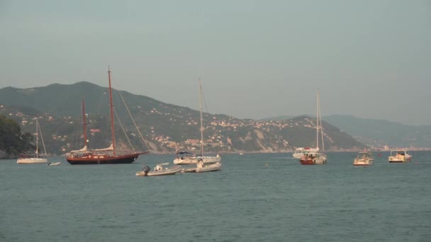 Rapallo Liguria Italy August 2018 Yachts Rapallo Beautiful Summer Sunset — Vídeos de Stock