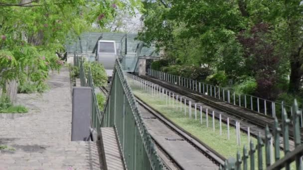 Paris Francja Maj 2023 Ludzie Schodach Kolejki Linowej Montmartre Wiosną — Wideo stockowe