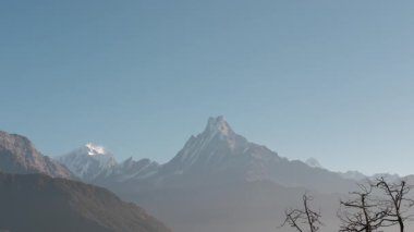 Sabah ışığı görkemli Annapurna dağlarını aydınlatırken Tadapani 'nin dingin güzelliğini tecrübe edin..