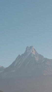 TADAPANI, NEPAL - 11 Ocak 2025: Sabah ışığı görkemli Annapurna dağlarını aydınlatırken Tadapani 'nin dingin güzelliğini tecrübe edin.