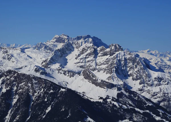 Góry Pokryte Śniegiem Widziane Góry Chaeserrugg — Zdjęcie stockowe