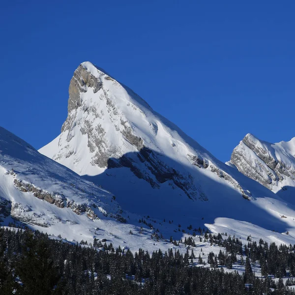 Snö Täckt Topp Churfirsten Range — Stockfoto