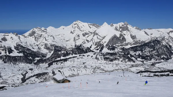 Stok Narciarski Pokryty Śniegiem Alpstein Range — Zdjęcie stockowe