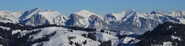 Paisagem Inverno Vista Horeneggli Suíça — Fotografia de Stock