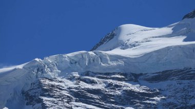 Jungfraujoch yakınlarındaki Chielauenegletscher buzulunun detayları..