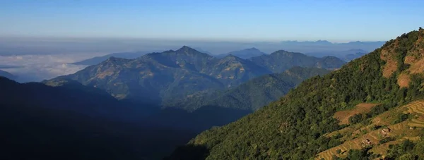 Green Landscape Pokhara Nepal Hills Valleys Seen Baglungpani — Stock Photo, Image