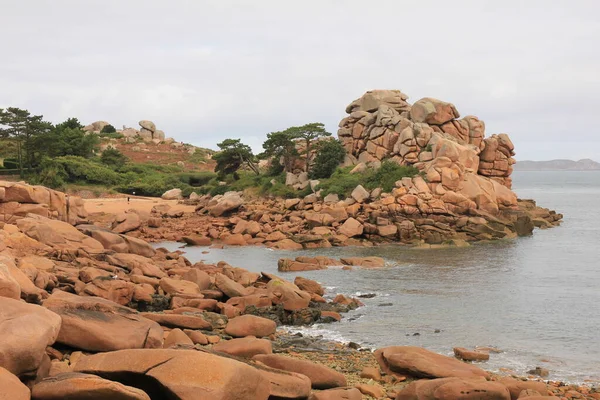 stock image Granite rock formations Granit Rose, Brittany, France.