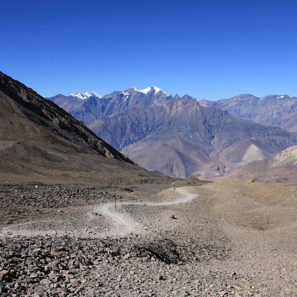 Ścieżka Piesza Prowadząca Przełęczy Thorong Kierunku Muktinath Nepal — Zdjęcie stockowe