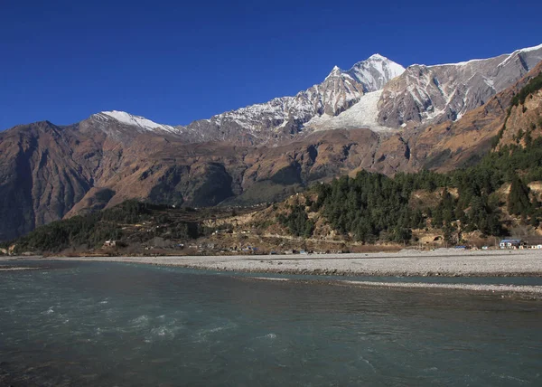 Kali Gandaki Fluss Und Mount Dhaulagiri Nepal — Stockfoto