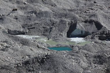 Nepal 'deki Ngozumpa Buzulu' nda su çukurları doldurdu..