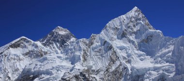 Peaks of Mt Everest and Nuptse seen from Kala Patthar, Nepal. clipart