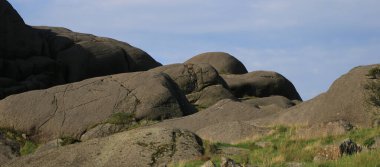 Ass shaped anorthosite rock formations in the Magma UNESCO Global Geo Park, Norway.