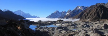 Lower part of the Ngozumpa Glacier seen from Dragnang, autumn scene in  Nepal. clipart