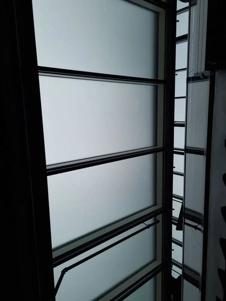 Metal Roof Production Area Mansard Windows Loft Area Industrial Lighting — Stock Photo, Image