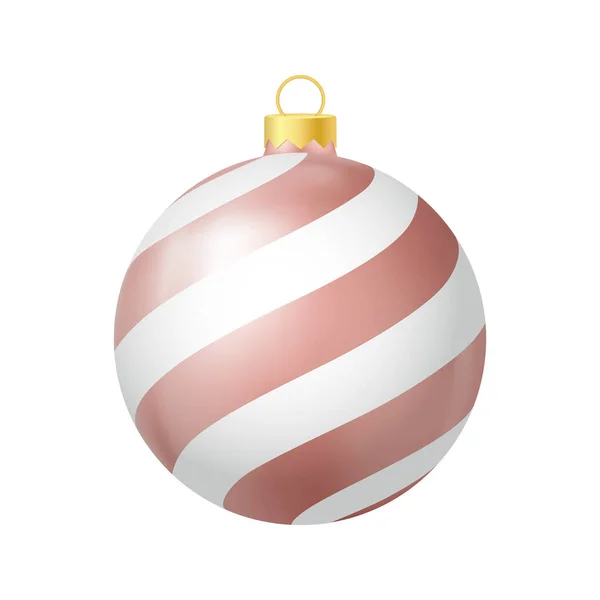 Beige Weihnachtsbaum Spielzeug Mit Linien Realistische Farbabbildung — Stockvektor