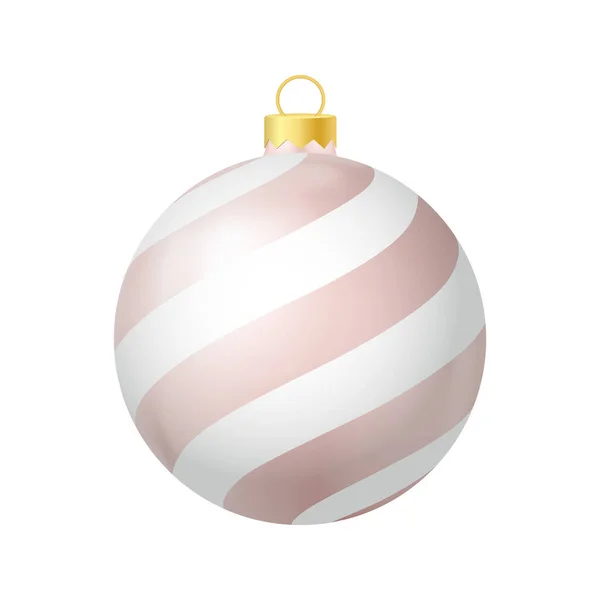 带线条的米色圣诞树玩具现实色彩图解 — 图库矢量图片
