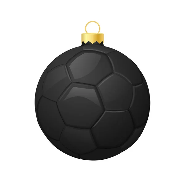 Черная Икона Рождественского Футбольного Мяча Елку — стоковый вектор