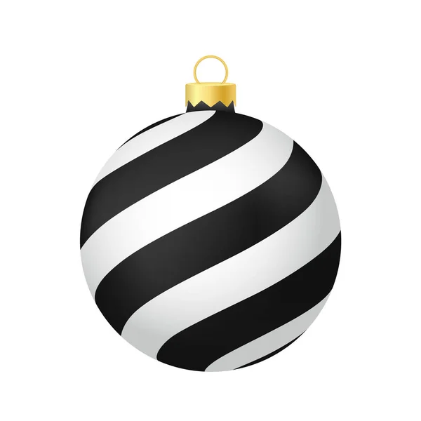 ブラッククリスマスツリーのおもちゃやボールボリュームと現実的な色のイラスト — ストックベクタ