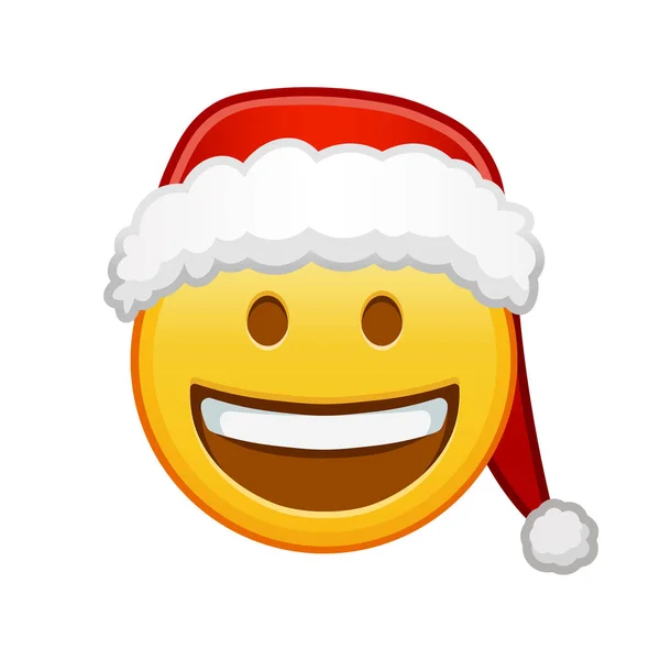 Christmas Grinning Face Large Size Yellow Emoji Smile — Stock Vector