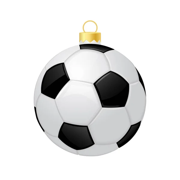 Bola Fútbol Navidad Icono Juguete Para Árbol Navidad — Vector de stock