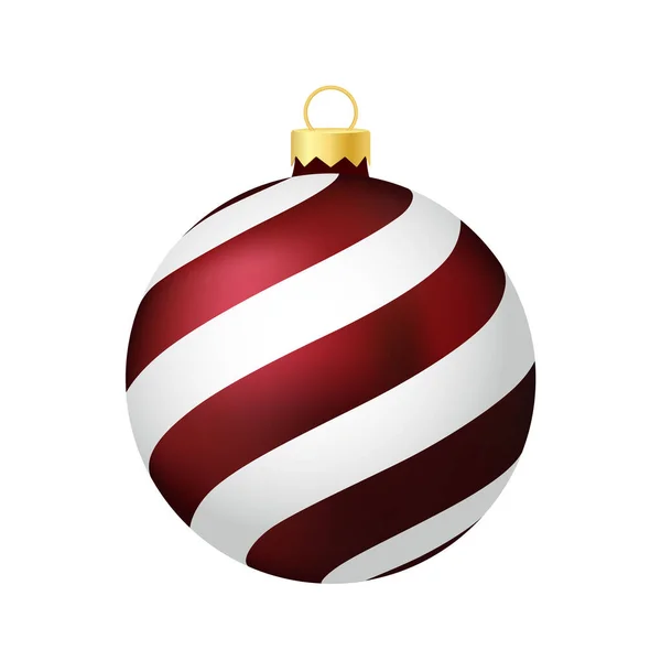 Dunkelrotes Weihnachtsbaumspielzeug Oder Ball Volumetrische Und Realistische Farbabbildung — Stockvektor