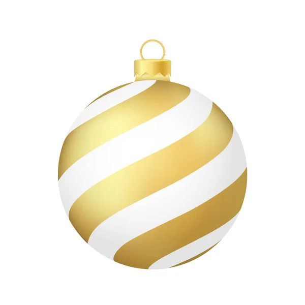 金のクリスマスツリーのおもちゃやボールの容積と現実的な色のイラスト — ストックベクタ