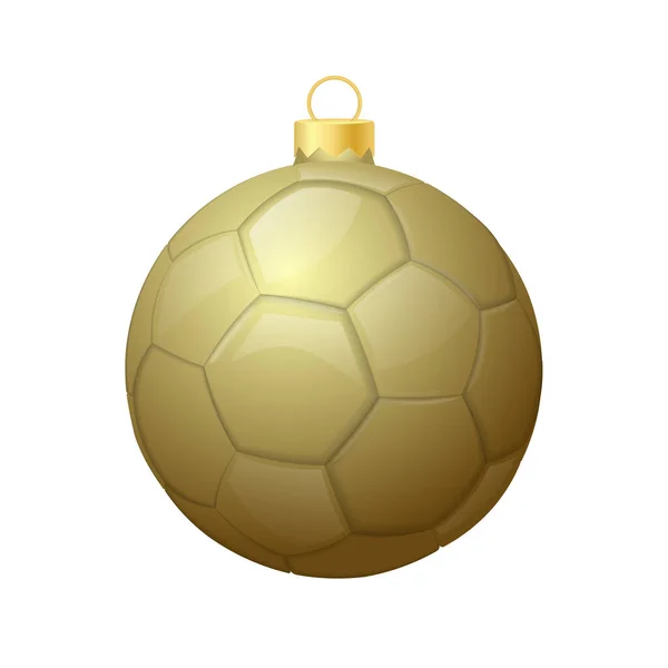 Golden Christmas Soccer Ball Icon Christmas Tree — Stock Vector