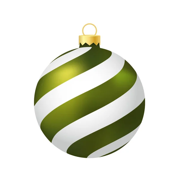 緑のクリスマスツリーのおもちゃやボールの容積と現実的な色のイラスト — ストックベクタ