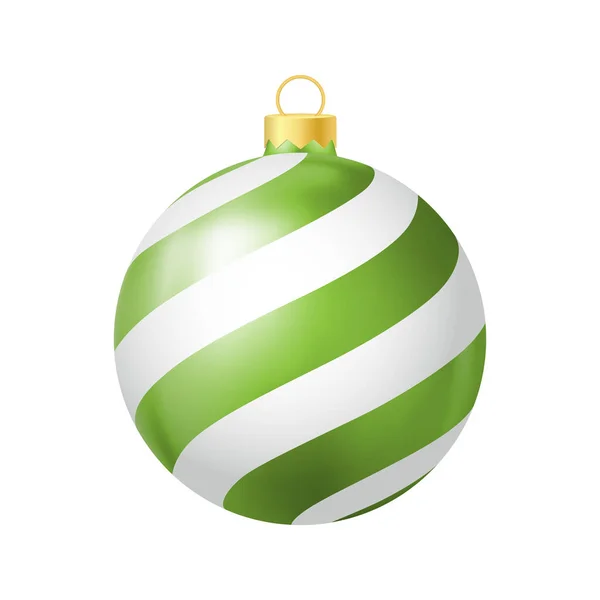 Groene Kerstboom Speelgoed Met Lijnen Realistische Kleur Illustratie — Stockvector