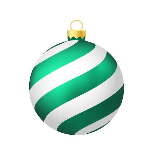 Groene Menthol Kerstboom Speelgoed Bal Volumetrische Realistische Kleur Illustratie — Stockvector