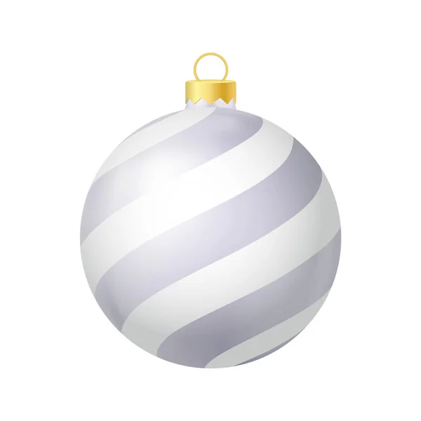 Grau Weihnachtsbaum Spielzeug Mit Linien Realistische Farbabbildung — Stockvektor