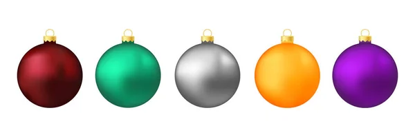Set Christmas Tree Balls Isolated White Background — Stock Vector